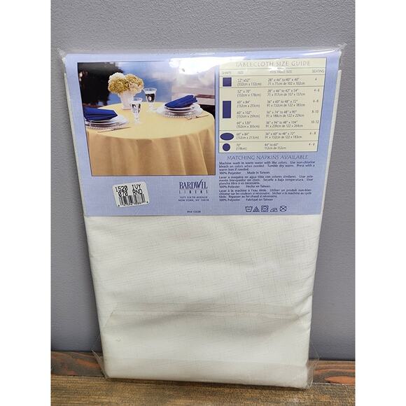 Bardwil Linens Color Basics Ivory Fabric Round Tablecloth 70” NEW - Picture 6 of 9